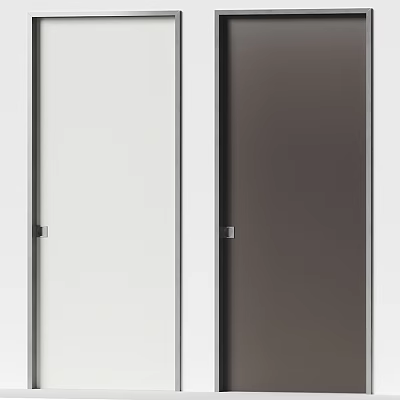 Modern White And Dark Brown Hinged Doors With Sleek Frame And Metal Handles 3d model