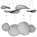Multiple Hanging Modern White Pendant Lights With Curved And Circular Frosted Shades