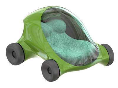 Green Futuristic Car Featuring Transparent Roof Streamlined Design Black Wheels And Comfortable Seat 3d model