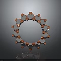 Elegant Rose Gold Circular Fashion Accessory with Transparent Gemstones and Shiny Reflective Design
