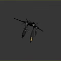 Black Fighter Aircraft with Pirate Skull Crossbones Symbols and Yellow Accents in Futuristic Design