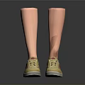 Prosthetic Legs With Yellow Sneakers Featuring Red Stripes And White Soles