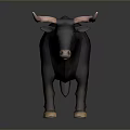 3D Bull Model With Dark Brown Body Pink Horns And Light Hooves