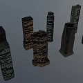 Modern High Rise Office Buildings In Urban Night Scene With Illuminated Lights