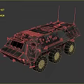 Camouflaged Six Wheeled Military Vehicle With Armored Design And Roof Antennas
