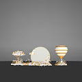 Magical Night Scene With Hot Air Balloon Moon And Balloon Tree Decorations
