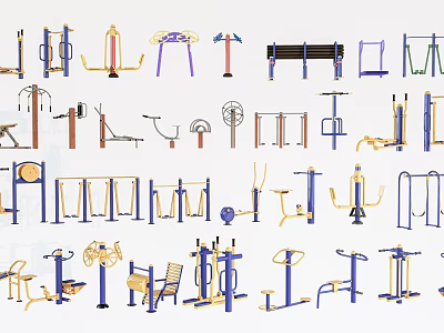 Various Types Of Colorful Fitness Equipment For Gym Workout Training Exercises 3d model