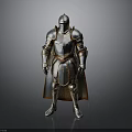 Medieval Metal Full Body Armor With Helmet Chest Plate And Red Cape