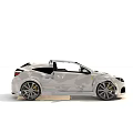 White Modified Convertible Car With Angular Lines And Large Alloy Wheels 3d model