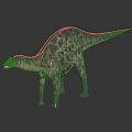 Sauropod Dinosaur With Long Neck And Spotted Skin Standing On Dark Surface