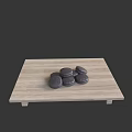 Delicious Black Macarons Neatly Arranged On A Wooden Serving Tray