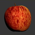 Fresh Red Apple With Yellow Stripes Shiny Surface And Clear Reflection On Dark Background