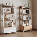 Style Bookshelf Cream Style Bookshelf Book Photo Frame Ornaments Combination Storage Cabinet 3d model