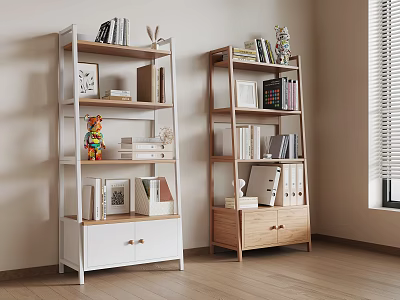 Style Bookshelf Cream Style Bookshelf Book Photo Frame Ornaments Combination Storage Cabinet 3d model