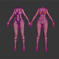 Fashionable Women's Bodysuits With Black Orange Accessories And Footwear On Mannequins