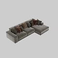 Modern L Shaped Light Gray Sofa Set With Various Colored Patterned Cushions 3d model