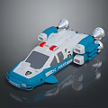 Blue And White Toy Police Car With Sirens And POLICE Logo Design