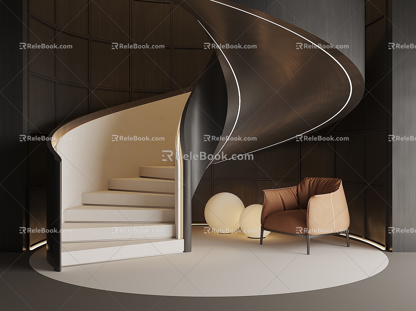 modern revolving staircase 3d model