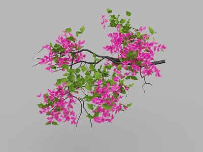 Lush Arbor with Vibrant Pink Flowers and Fresh Green Leaves on Branches 3d model