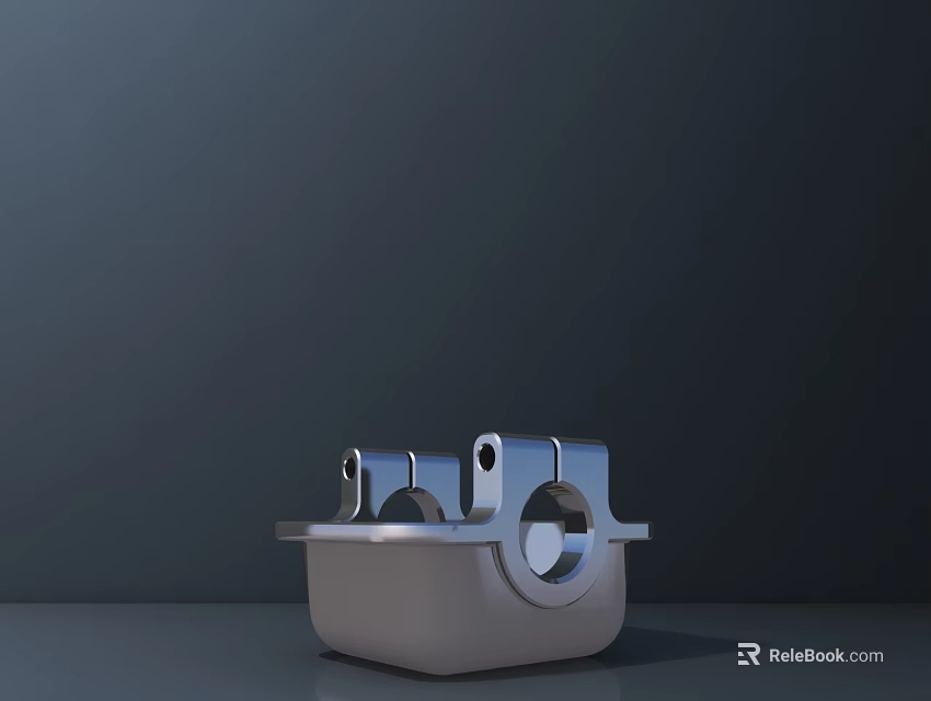 Industrial Metal Mechanical Part With Holes And Cylindrical Components On Dark Surface 3d model 