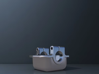 Industrial Metal Mechanical Part With Holes And Cylindrical Components On Dark Surface 3d model