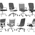 Modern Office Chairs with Different Styles Mesh Back and Swivel Base Design 3d model