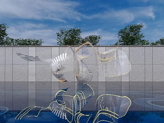 Modern City Sculpture Abstract Waterscape Sculpture 3d model