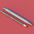 Stylish Two Gray Monarch Hexagonal Mechanical Pencil and Pen on Red Background
