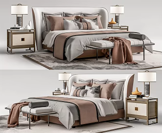 Modern Double Bed 3d model