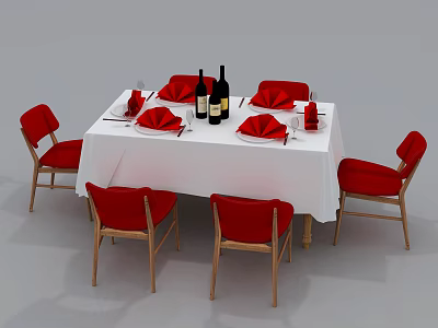 Modern Dining Table and Chair Combination Dining Table Long Table 3d model