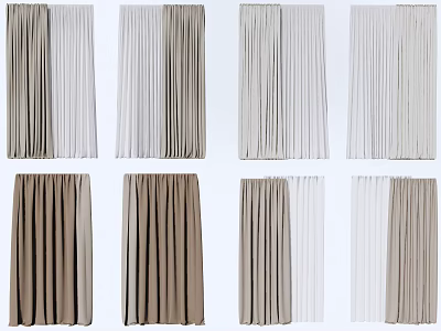 Different Colored Window Curtains With Beige Brown Gray And White Hues 3d model