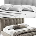Modern Double Bed Design With Tufted Gray Headboard Soft Blanket And White Sheets 3d model