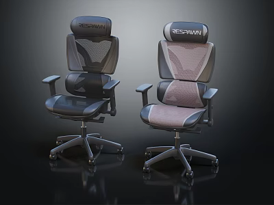 Respawn Modern Mesh Office Chairs in Black and Gray with Armrests and Wheels 3d model