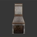 Vintage Fireplace Furniture Design With Metal Chimney And Wooden Decorative Details