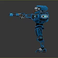 Blue Mechanical Robot Game Movie Character With 3D Rendering And Standing Pose