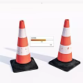 Road Traffic Cones With Orange And White Stripes And Black Bases