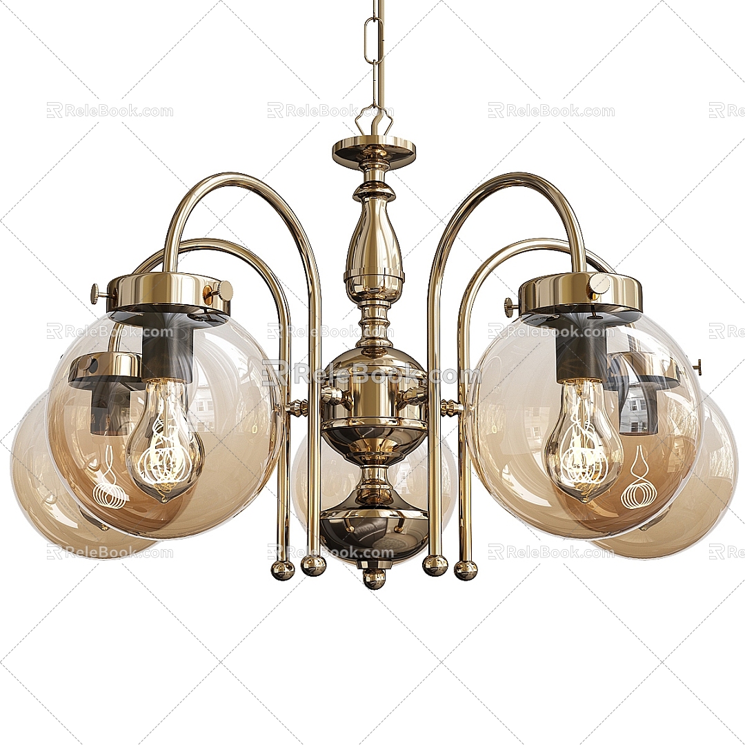 Jane European metal glass chandelier 3d model