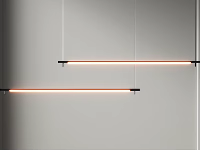 Modern Minimalist Hanging Pendant Lights With Long Linear Warm Glow Design 3d model