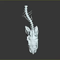 Detailed Animal Organ Skeleton Skull With Sharp Teeth And Blue Accents On Dark Background
