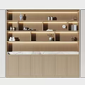 Modern Decorative Cabinet With Lighted Shelves Wooden Storage And Decorative Items