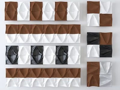 Modern 3D Geometric Wall Decor With Brown White Black Folded Patterns And Contemporary Design 3d model