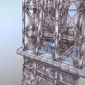 Eiffel Tower Iconic Metal Lattice Structure With Tall Spire And Four Base Legs 3d model