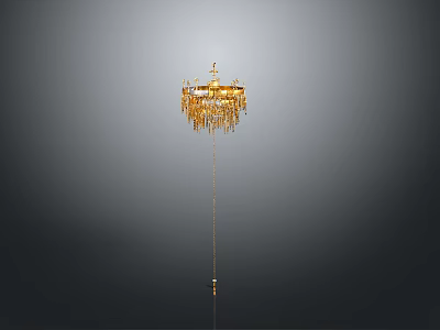 Elegant Gold Fringe Chandelier Lighting Fixture Combination For Modern Interior Decor 3d model