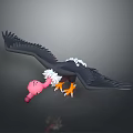 Game Movie Character Black Eagle Spread Wings White Head Feathers Yellow Talons Carrying Pink Object