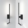Dining Table With Black Wall Mounted Illuminated Light Fixture On White Wall 3d model