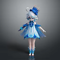 Elegant Blue White Decorative Lights On Fairy Style Character Costume With Crown Detail
