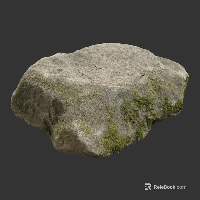 Natural Mossy Stone With Rough Textured Surface And Green Moss Patches 3d model 