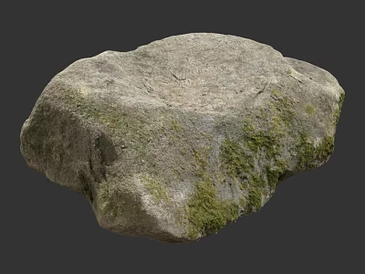 Natural Mossy Stone With Rough Textured Surface And Green Moss Patches 3d model