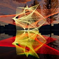 Abstract Sculpture with Light Shadow Reflections on Water and Sunset Sky Background Trees 3d model