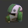 Green And White Tactical Weapon Helmet Featuring Sleek Design And Military Emblem
